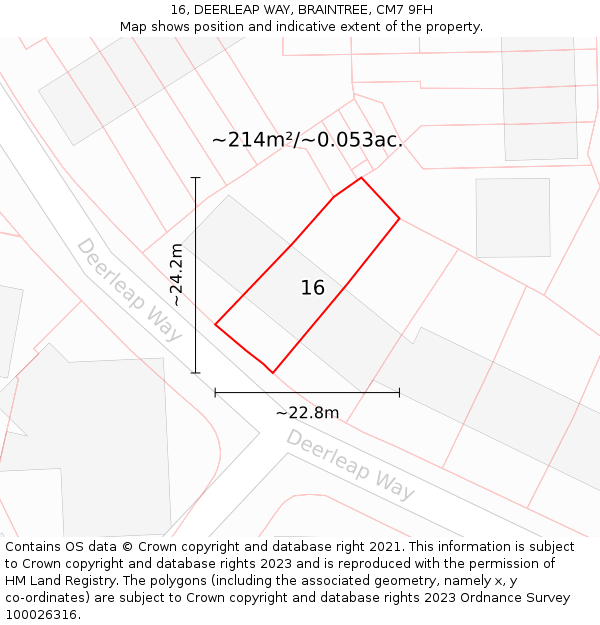 16, DEERLEAP WAY, BRAINTREE, CM7 9FH: Plot and title map
