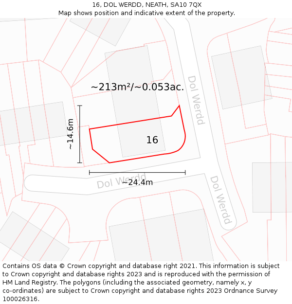 16, DOL WERDD, NEATH, SA10 7QX: Plot and title map