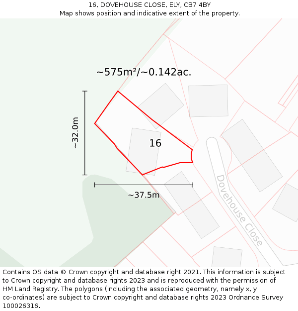 16, DOVEHOUSE CLOSE, ELY, CB7 4BY: Plot and title map