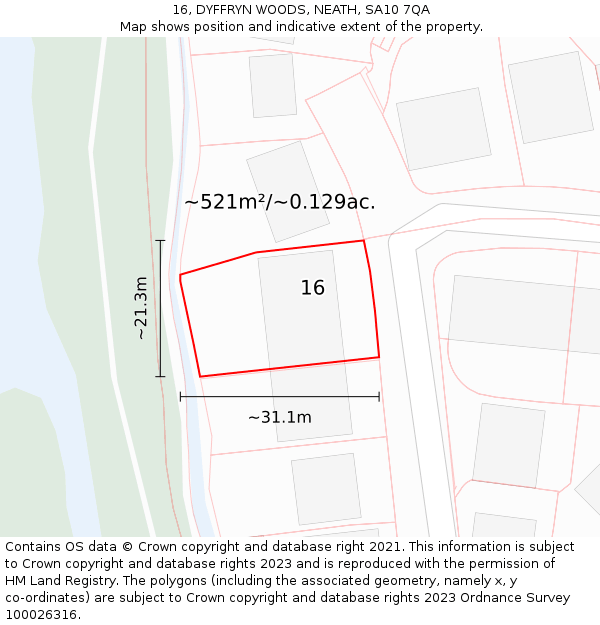 16, DYFFRYN WOODS, NEATH, SA10 7QA: Plot and title map