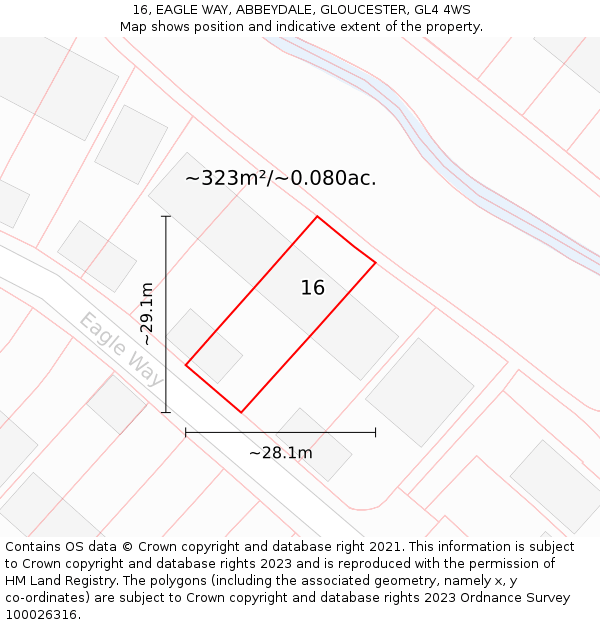 16, EAGLE WAY, ABBEYDALE, GLOUCESTER, GL4 4WS: Plot and title map