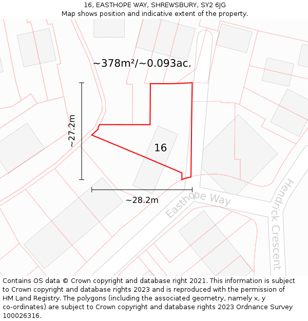 16, EASTHOPE WAY, SHREWSBURY, SY2 6JG: Plot and title map