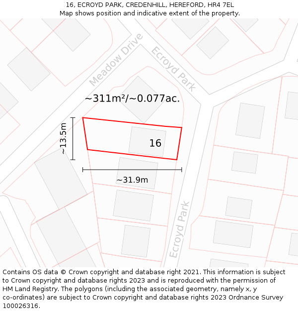 16, ECROYD PARK, CREDENHILL, HEREFORD, HR4 7EL: Plot and title map