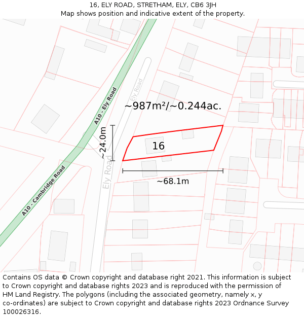 16, ELY ROAD, STRETHAM, ELY, CB6 3JH: Plot and title map