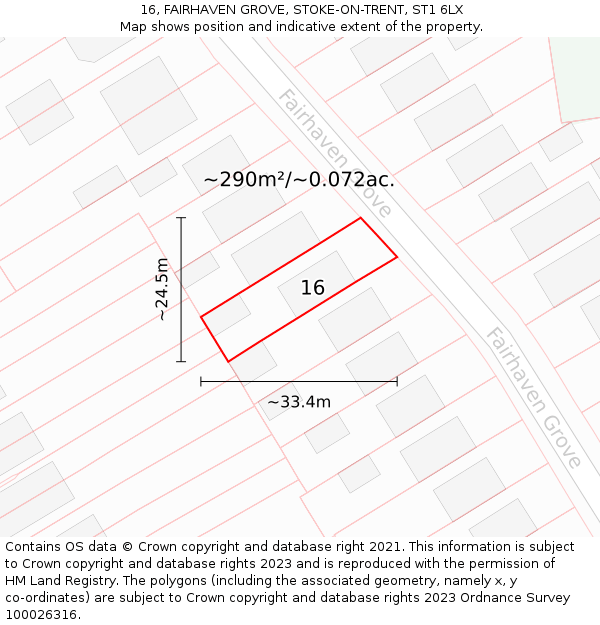 16, FAIRHAVEN GROVE, STOKE-ON-TRENT, ST1 6LX: Plot and title map