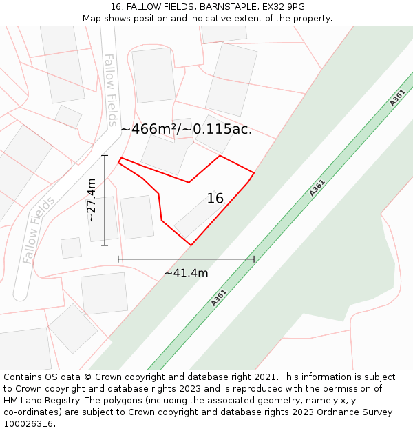 16, FALLOW FIELDS, BARNSTAPLE, EX32 9PG: Plot and title map