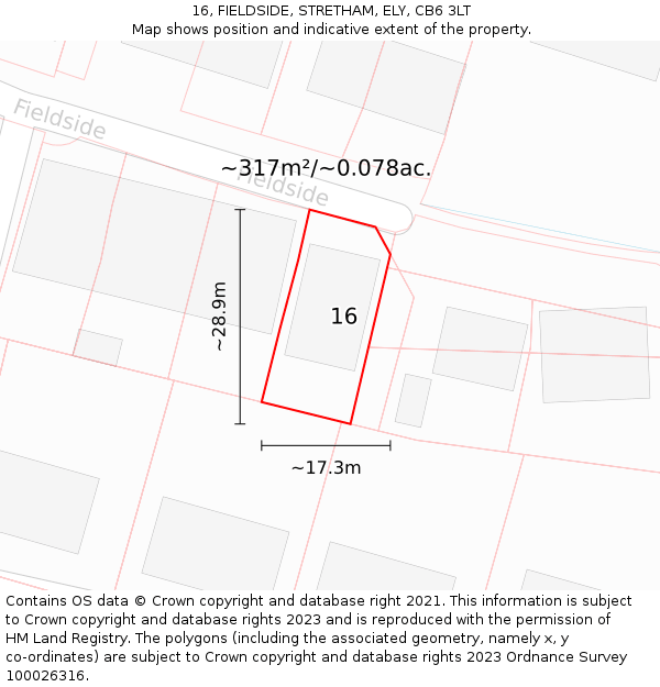 16, FIELDSIDE, STRETHAM, ELY, CB6 3LT: Plot and title map