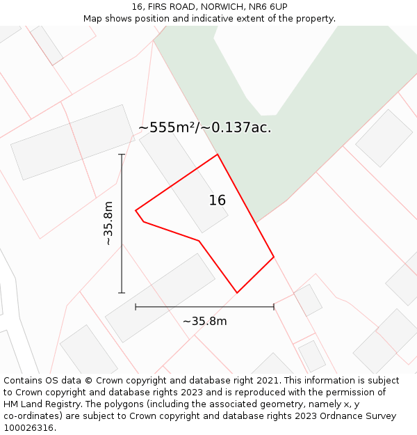 16, FIRS ROAD, NORWICH, NR6 6UP: Plot and title map