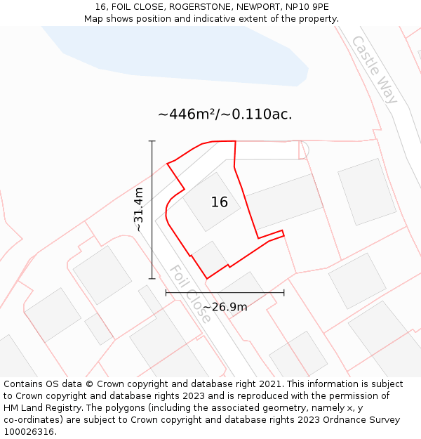 16, FOIL CLOSE, ROGERSTONE, NEWPORT, NP10 9PE: Plot and title map