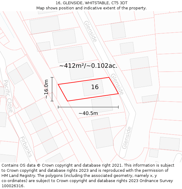 16, GLENSIDE, WHITSTABLE, CT5 3DT: Plot and title map