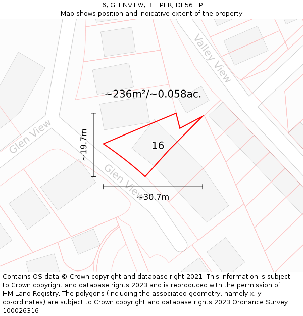 16, GLENVIEW, BELPER, DE56 1PE: Plot and title map