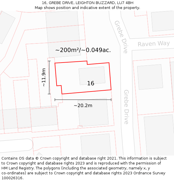 16, GREBE DRIVE, LEIGHTON BUZZARD, LU7 4BH: Plot and title map