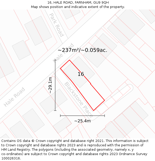 16, HALE ROAD, FARNHAM, GU9 9QH: Plot and title map