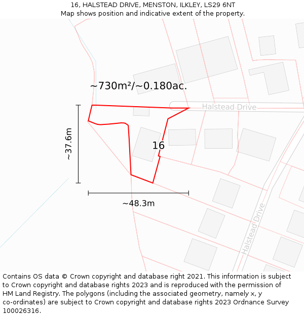 16, HALSTEAD DRIVE, MENSTON, ILKLEY, LS29 6NT: Plot and title map