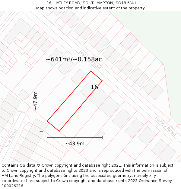 16, HATLEY ROAD, SOUTHAMPTON, SO18 6NU: Plot and title map