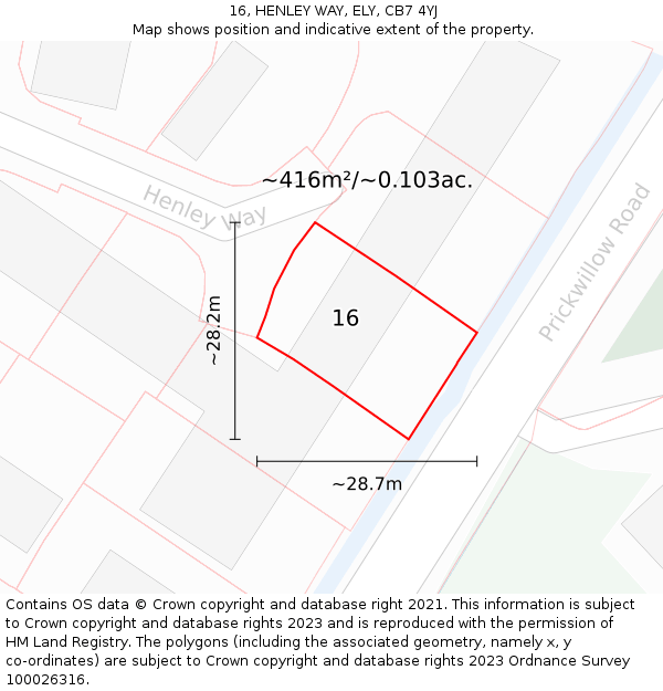16, HENLEY WAY, ELY, CB7 4YJ: Plot and title map