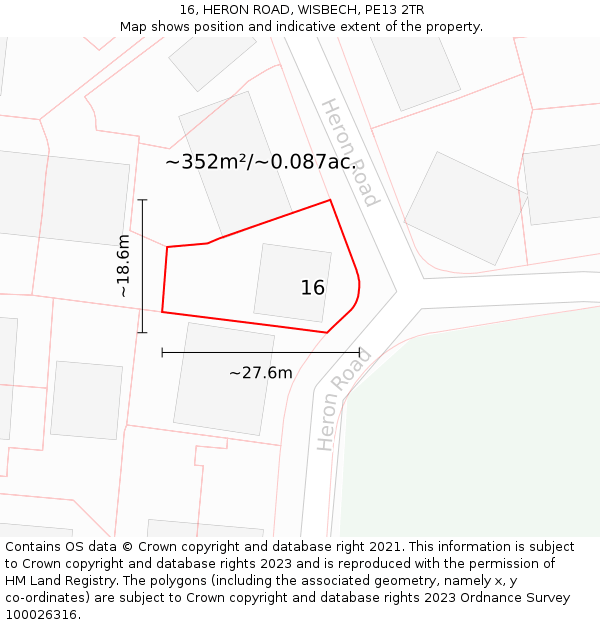 16, HERON ROAD, WISBECH, PE13 2TR: Plot and title map