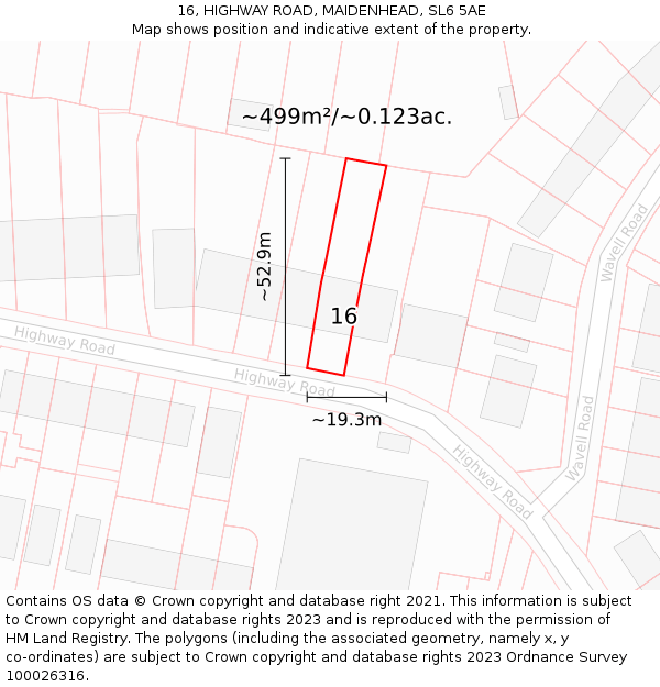16, HIGHWAY ROAD, MAIDENHEAD, SL6 5AE: Plot and title map