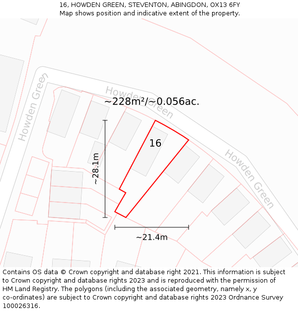 16, HOWDEN GREEN, STEVENTON, ABINGDON, OX13 6FY: Plot and title map