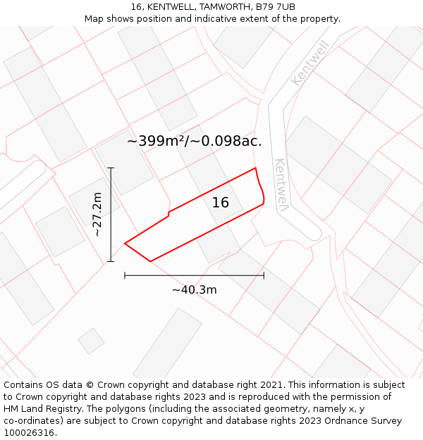 16, KENTWELL, TAMWORTH, B79 7UB: Plot and title map