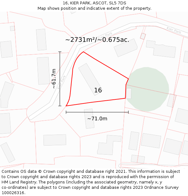 16, KIER PARK, ASCOT, SL5 7DS: Plot and title map