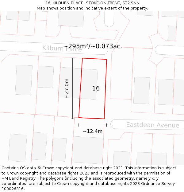 16, KILBURN PLACE, STOKE-ON-TRENT, ST2 9NN: Plot and title map