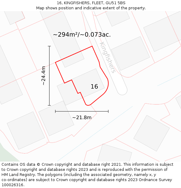 16, KINGFISHERS, FLEET, GU51 5BS: Plot and title map