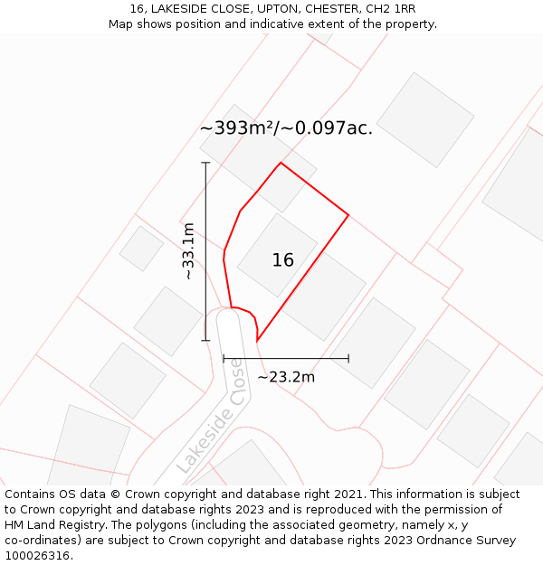 16, LAKESIDE CLOSE, UPTON, CHESTER, CH2 1RR: Plot and title map
