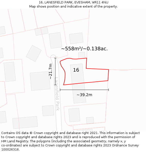16, LANESFIELD PARK, EVESHAM, WR11 4NU: Plot and title map