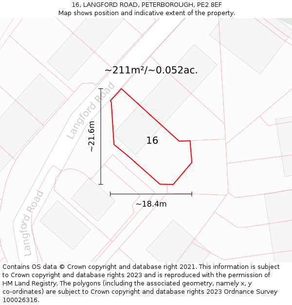 16, LANGFORD ROAD, PETERBOROUGH, PE2 8EF: Plot and title map