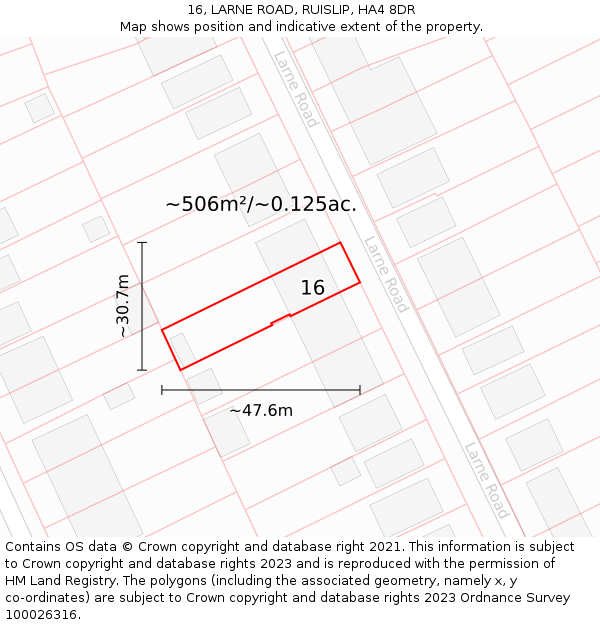 16, LARNE ROAD, RUISLIP, HA4 8DR: Plot and title map