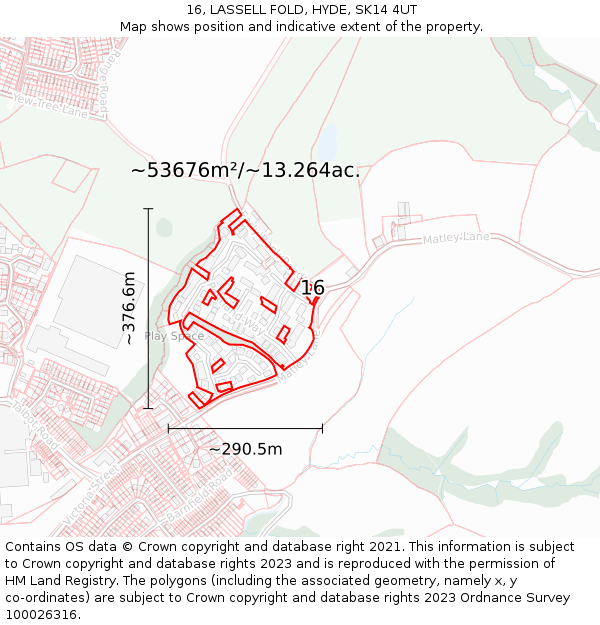 16, LASSELL FOLD, HYDE, SK14 4UT: Plot and title map