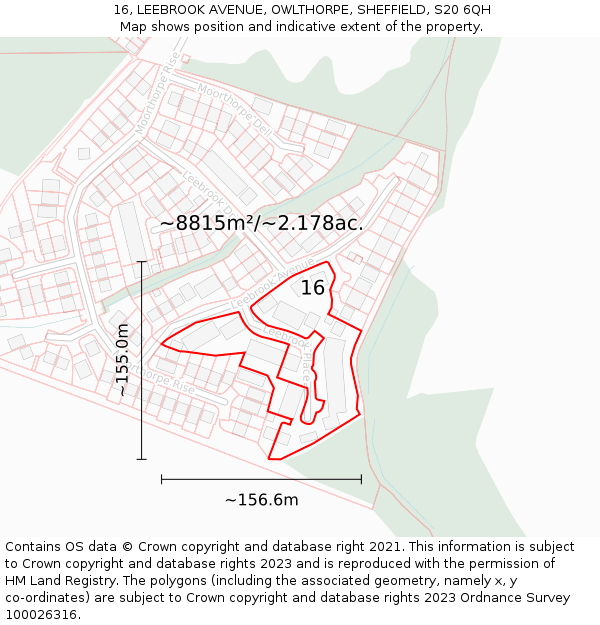 16, LEEBROOK AVENUE, OWLTHORPE, SHEFFIELD, S20 6QH: Plot and title map