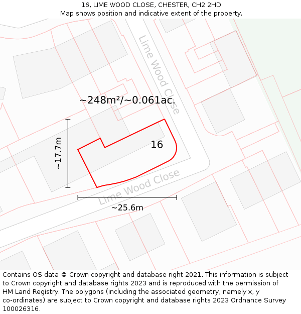 16, LIME WOOD CLOSE, CHESTER, CH2 2HD: Plot and title map