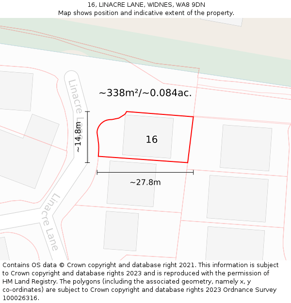 16, LINACRE LANE, WIDNES, WA8 9DN: Plot and title map