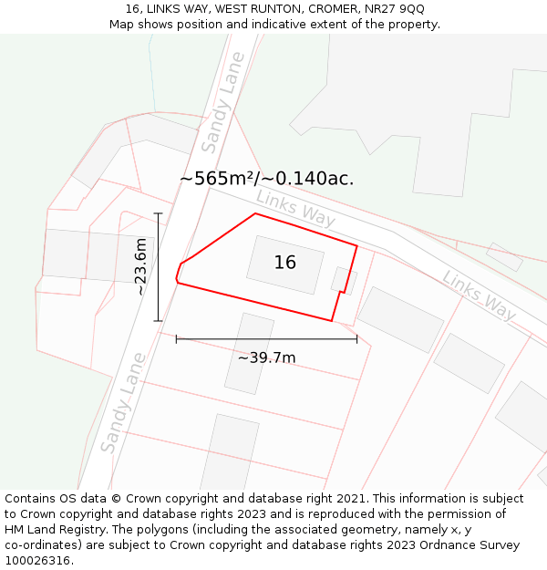 16, LINKS WAY, WEST RUNTON, CROMER, NR27 9QQ: Plot and title map