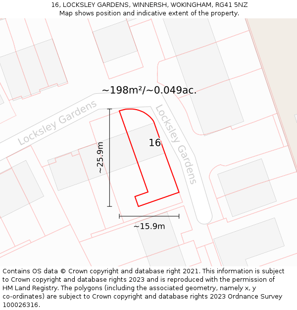 16, LOCKSLEY GARDENS, WINNERSH, WOKINGHAM, RG41 5NZ: Plot and title map