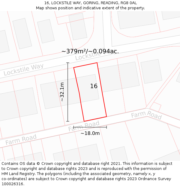 16, LOCKSTILE WAY, GORING, READING, RG8 0AL: Plot and title map