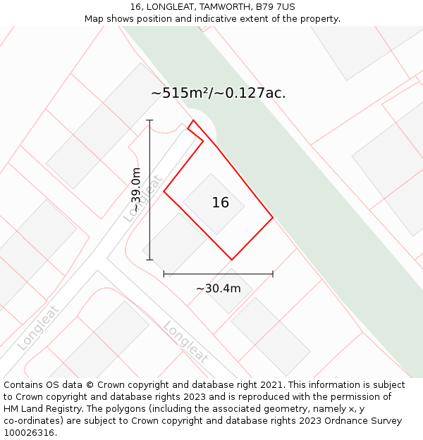 16, LONGLEAT, TAMWORTH, B79 7US: Plot and title map