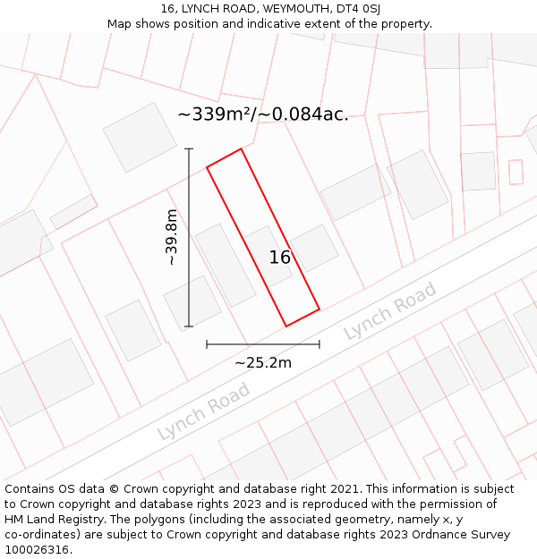 16, LYNCH ROAD, WEYMOUTH, DT4 0SJ: Plot and title map