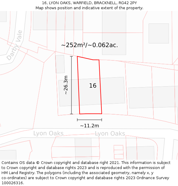 16, LYON OAKS, WARFIELD, BRACKNELL, RG42 2PY: Plot and title map