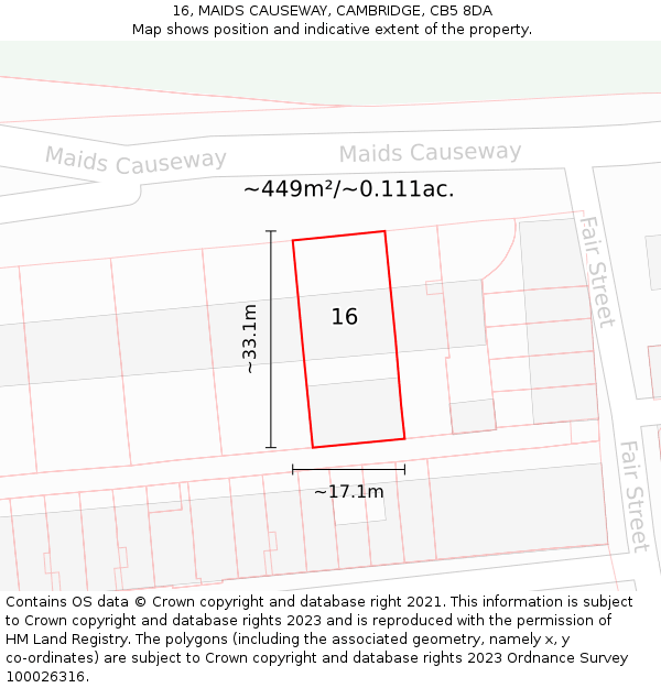 16, MAIDS CAUSEWAY, CAMBRIDGE, CB5 8DA: Plot and title map