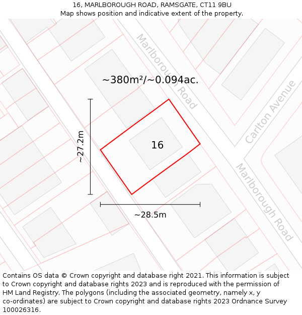 16, MARLBOROUGH ROAD, RAMSGATE, CT11 9BU: Plot and title map