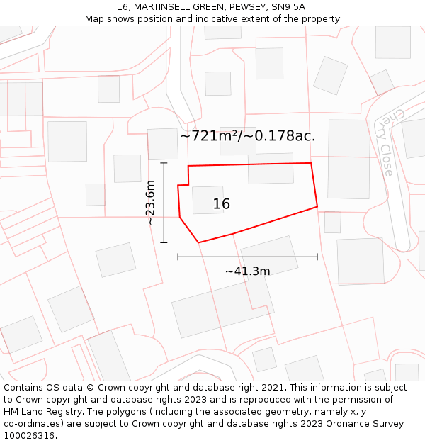 16, MARTINSELL GREEN, PEWSEY, SN9 5AT: Plot and title map