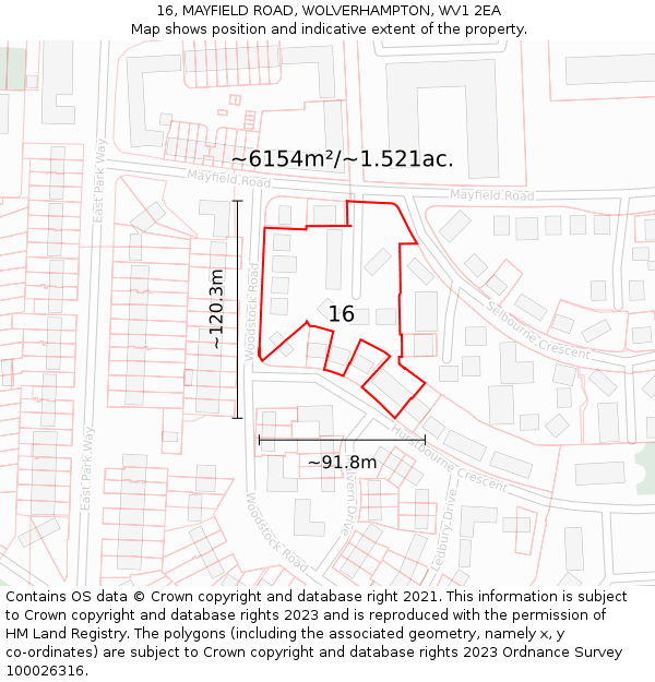 16, MAYFIELD ROAD, WOLVERHAMPTON, WV1 2EA: Plot and title map