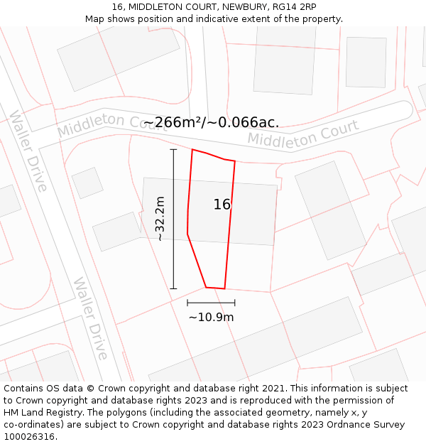 16, MIDDLETON COURT, NEWBURY, RG14 2RP: Plot and title map