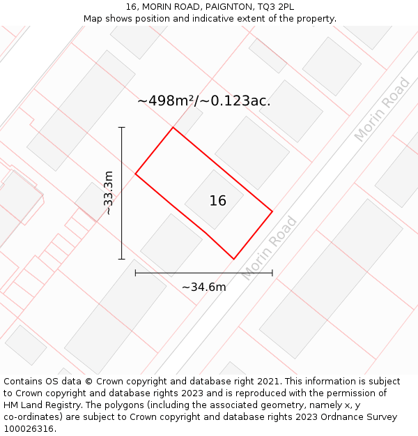 16, MORIN ROAD, PAIGNTON, TQ3 2PL: Plot and title map