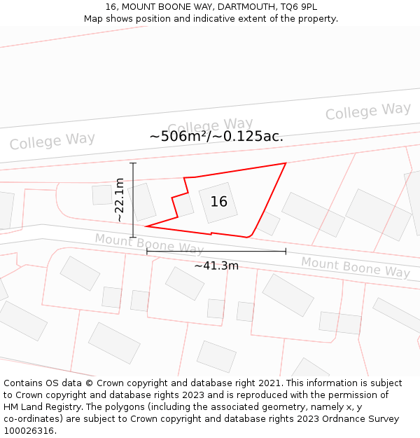 16, MOUNT BOONE WAY, DARTMOUTH, TQ6 9PL: Plot and title map