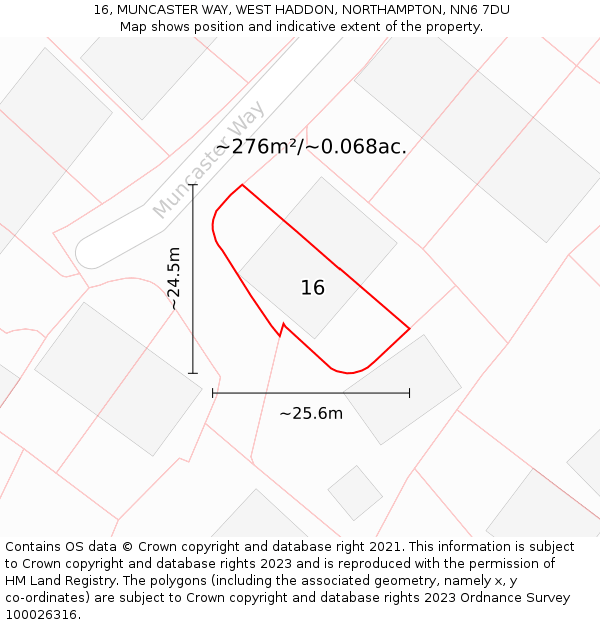 16, MUNCASTER WAY, WEST HADDON, NORTHAMPTON, NN6 7DU: Plot and title map