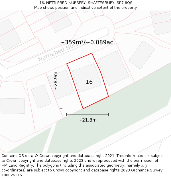 16, NETTLEBED NURSERY, SHAFTESBURY, SP7 8QS: Plot and title map